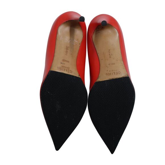 Celine Classic Point-Toe Pumps in Red Leather - Picture 6 of 7